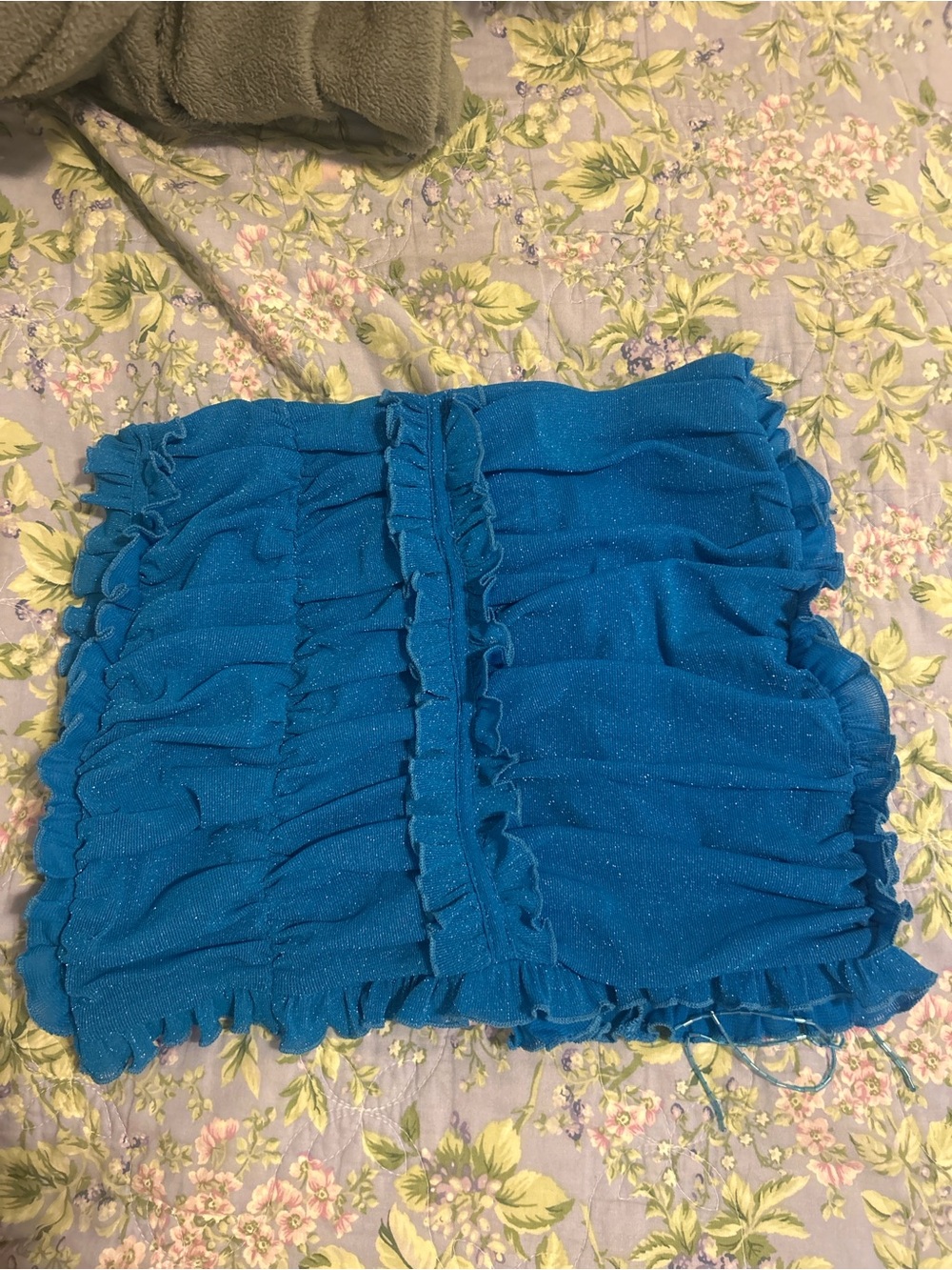 Royal Blue Ruched Mini Skirt Set - Picture 3 of 5
